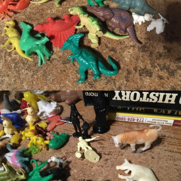 HUGE LOT OF ANIMAL FIGURES TOYS VINTAGE PLASTIC FISH RABBIT HORSE DINOSAURS ZOO - Picture 6 of 9